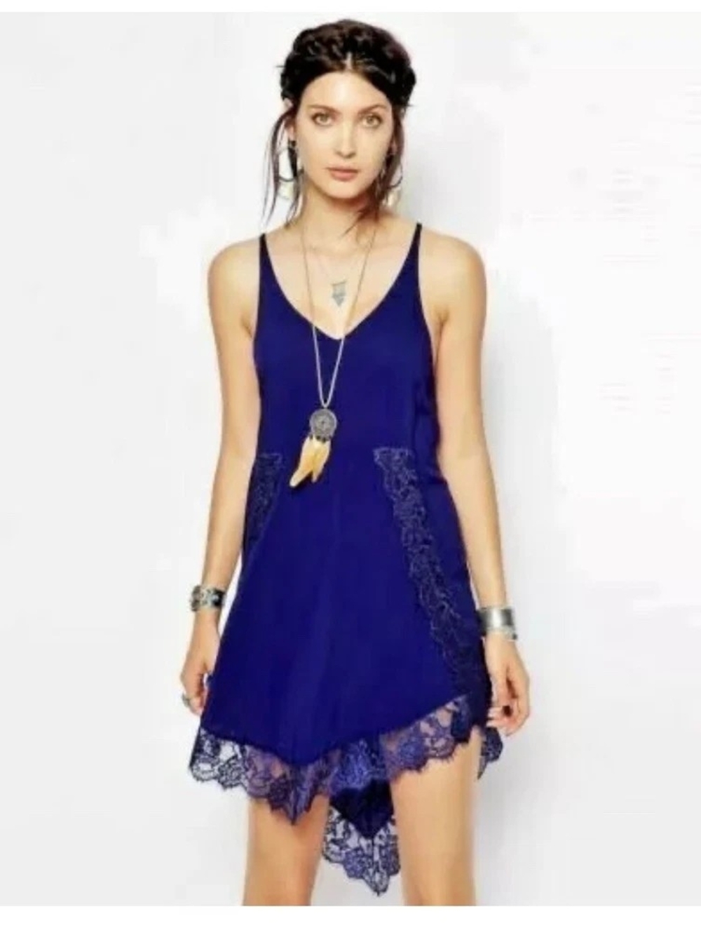 Free People Eyelashes Lace Trim Slip, Size XS